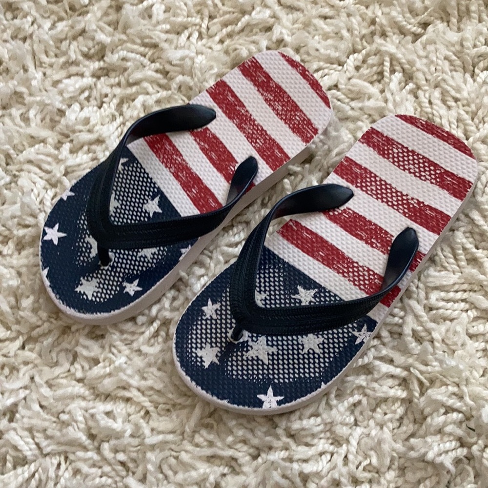 Flip Flops Youth Small Size 2.5 Shoe USA Flag